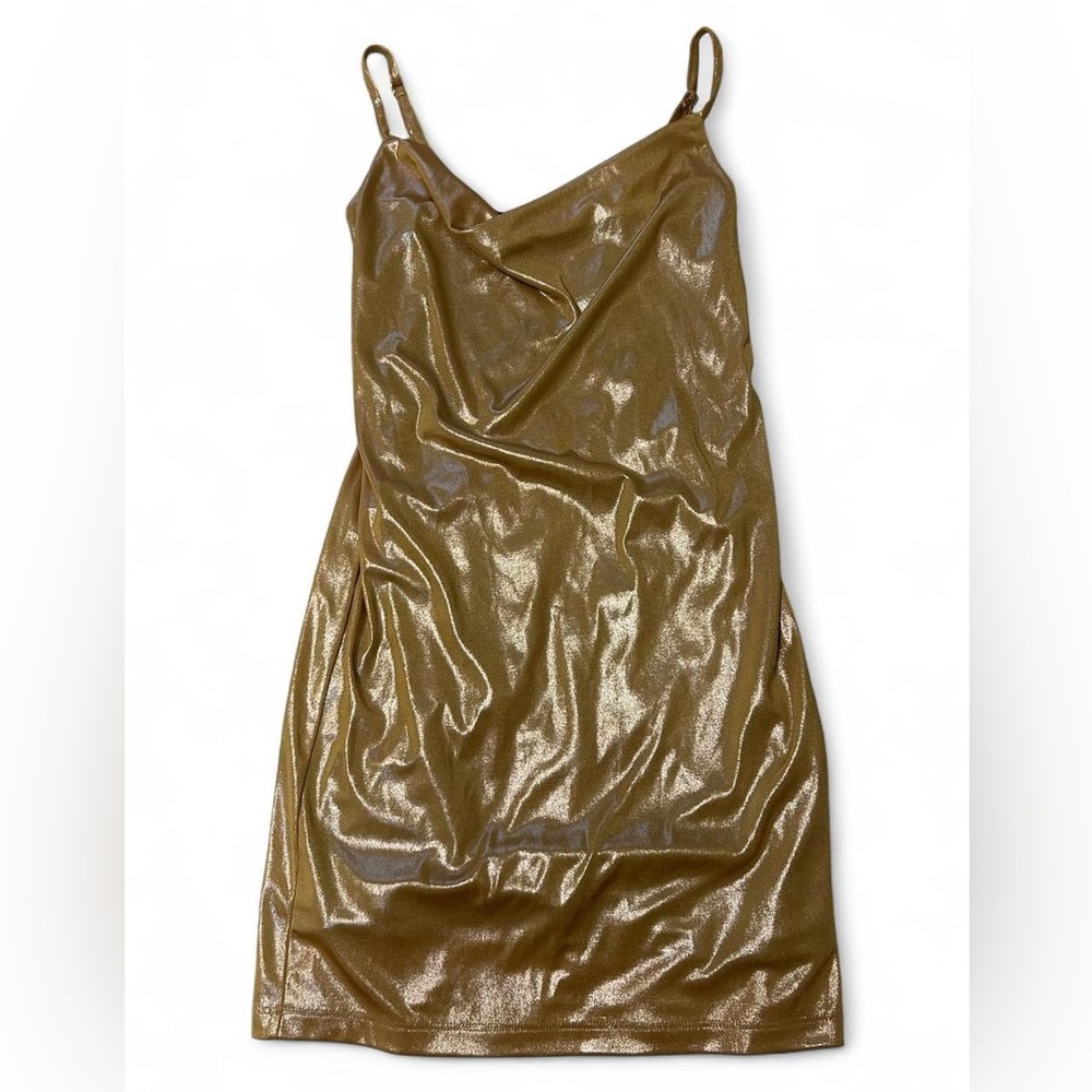 Metallic gold mini dress